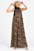 Valentina Leopard Print Halter Maxi Dress