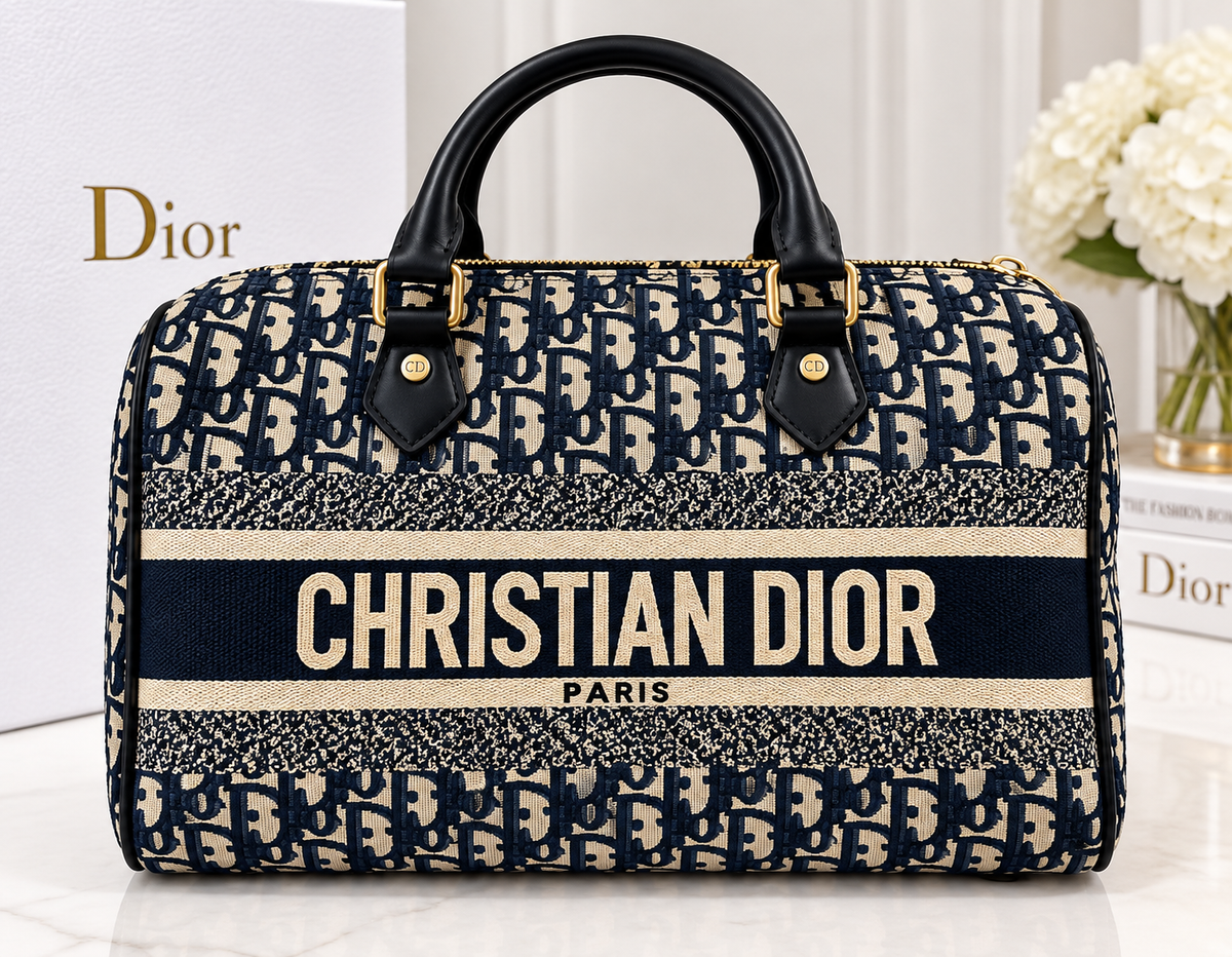 Navy Monogram Structured Travel Bag